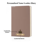 AICA Personalized Name & Charm Leather Notebook Diary -A5 Size, 180 Ruled Pages All