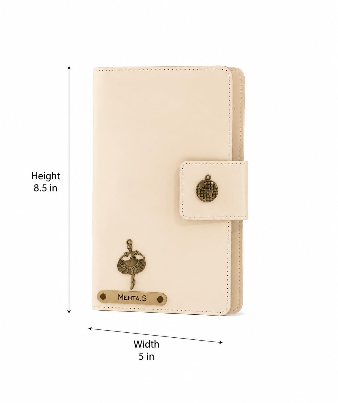 AICA Personalized Name & Charm Leather Family Passport Cover For 4 with Passport Boarding Pass Currency Card Slot & Coin Holder for Men & Women | Family Passport Cover (CREAM)