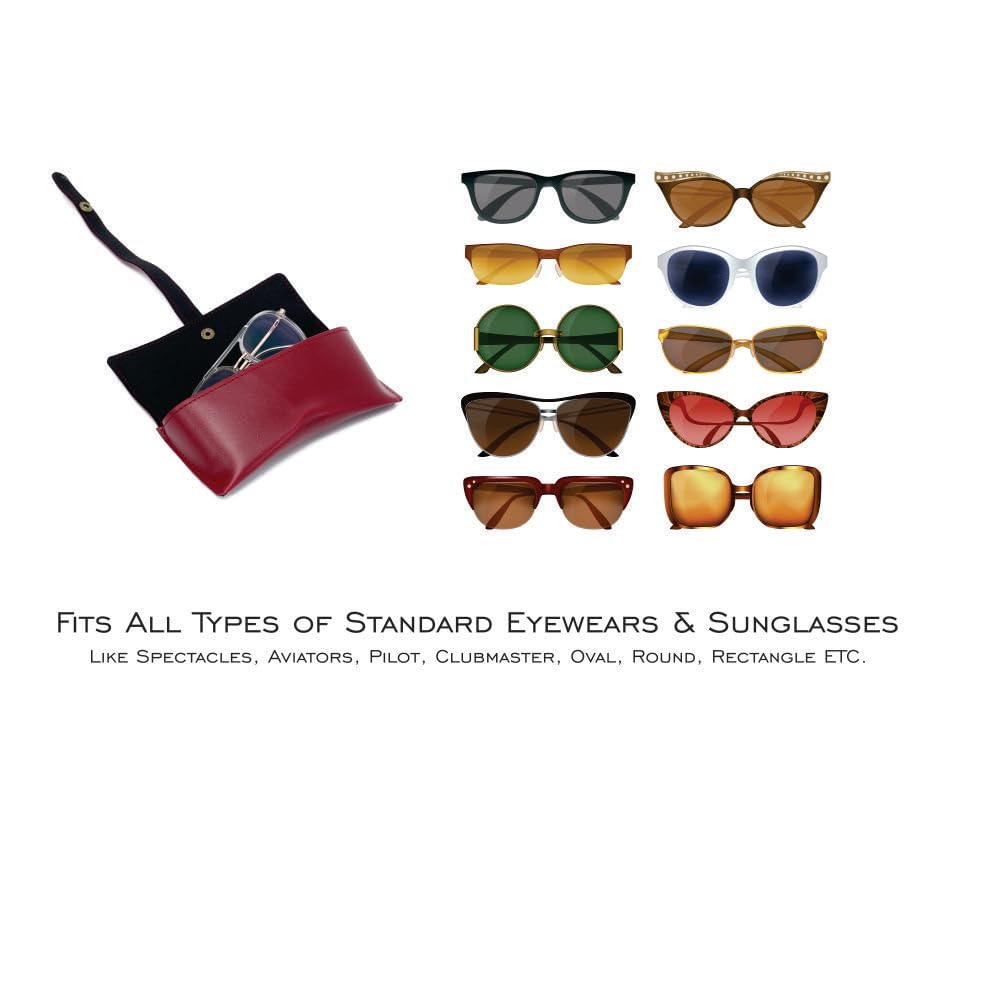 AICA Personalised Name & Charm Leather Sunglass Case Cover for Men & Women (Babyblue)