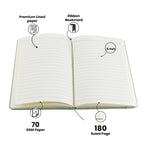 AICA Personalized Name & Charm Leather Notebook Diary -A5 Size, 180 Ruled Pages All