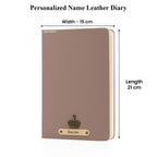 AICA Personalized Name & Charm Leather Notebook Diary -A5 Size, 180 Ruled Pages All