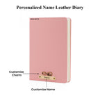 AICA Personalized Name & Charm Leather Notebook Diary -A5 Size, 180 Ruled Pages All