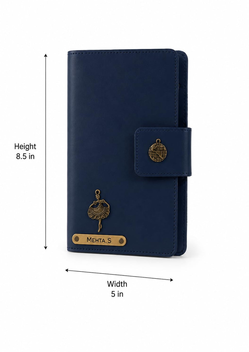 AICA Personalized Name & Charm Leather Family Passport Cover For 4 with Passport Boarding Pass Currency Card Slot & Coin Holder for Men & Women | Family Passport Cover (NAVYBLUE)