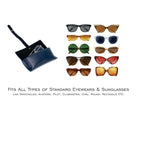 AICA Personalised Name & Charm Leather Sunglass Case Cover for Men & Women (Babyblue)