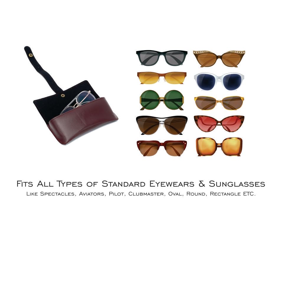 AICA Personalised Name & Charm Leather Sunglass Case Cover for Men & Women (Babyblue)