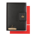 AICA Personalized Name & Charm Leather Notebook Diary -A5 Size, 200 Ruled Pages (Black)|Customized Christmas Secret Santa Daily Journal Diaries Diary Gifts for Men Women Friends Family Office Staff