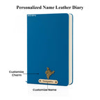 AICA Personalized Name & Charm Leather Notebook Diary -A5 Size, 180 Ruled Pages All