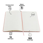 AICA Personalized Name & Charm Leather Notebook Diary -A5 Size, 180 Ruled Pages All