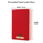 AICA Personalized Name & Charm Leather Notebook Diary -A5 Size, 180 Ruled Pages All