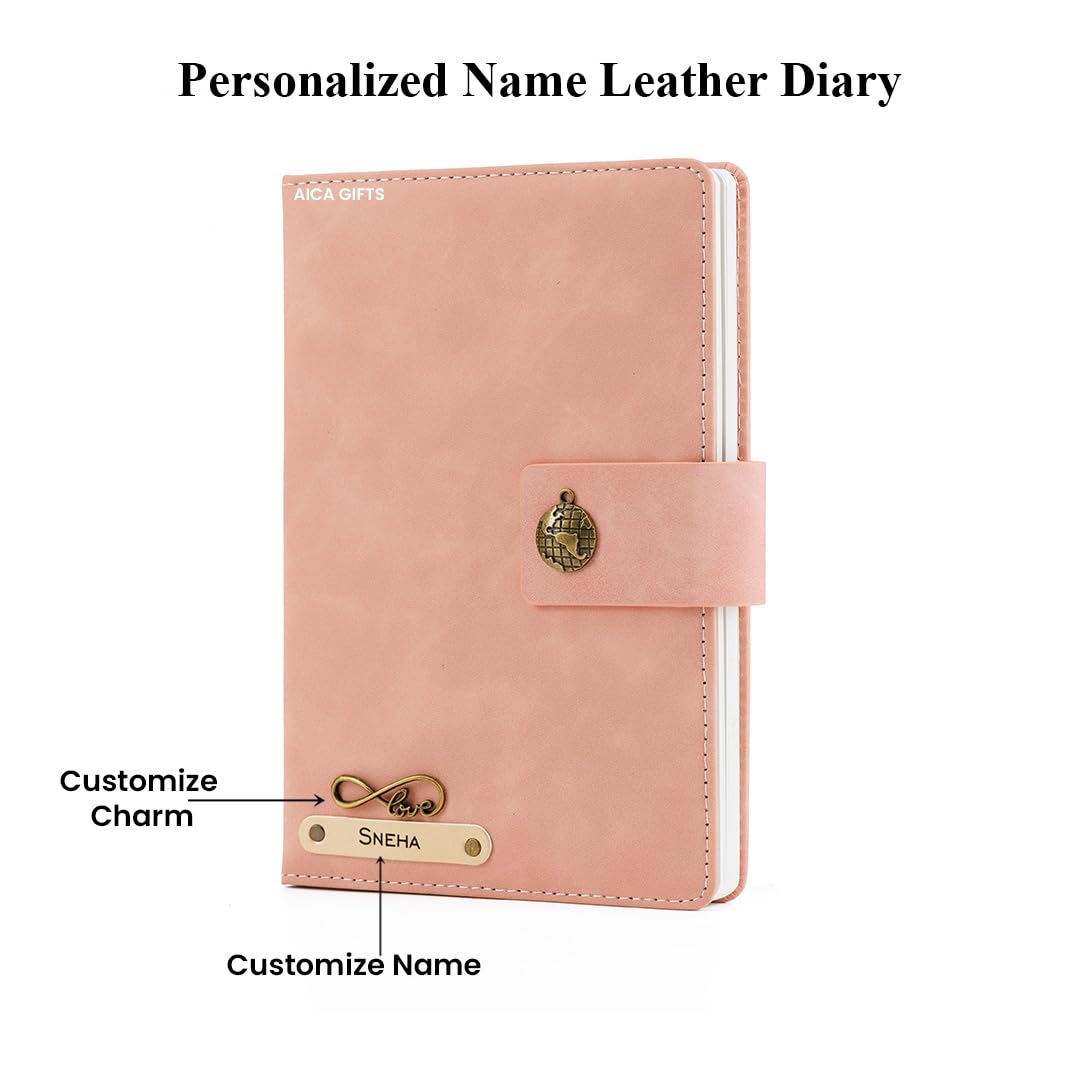 Personalized Name Leather Magnetic Diary A5 Size 200 Pages