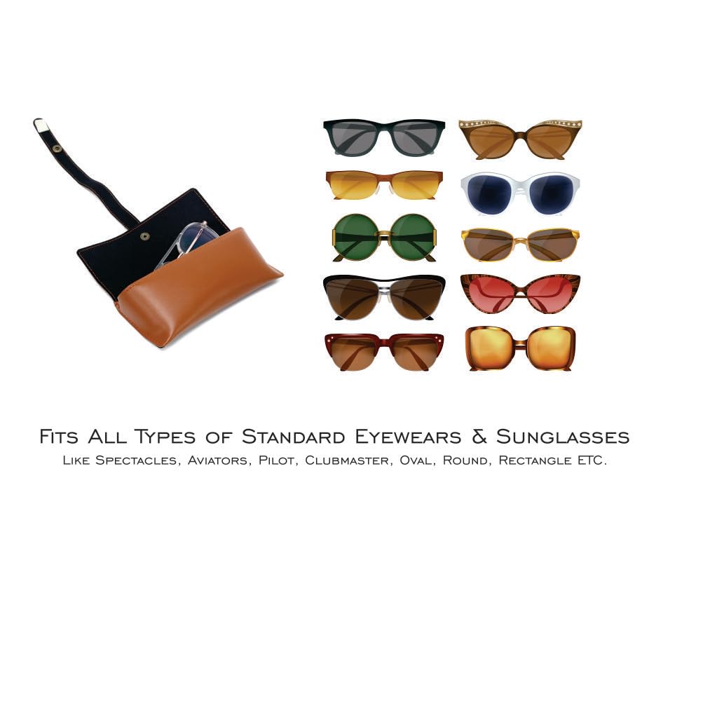 AICA Personalised Name & Charm Leather Sunglass Case Cover for Men & Women (Babyblue)