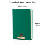 AICA Personalized Name & Charm Leather Notebook Diary -A5 Size, 180 Ruled Pages All