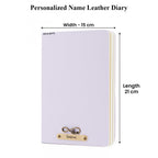 AICA Personalized Name & Charm Leather Notebook Diary -A5 Size, 180 Ruled Pages All
