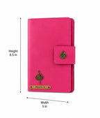 AICA Personalized Name & Charm Leather Family Passport Cover For 4 with Passport Boarding Pass Currency Card Slot & Coin Holder for Men & Women | Family Passport Cover (DARKPINK)