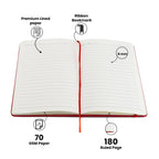 AICA Personalized Name & Charm Leather Notebook Diary -A5 Size, 180 Ruled Pages All