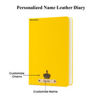 AICA Personalized Name & Charm Leather Notebook Diary -A5 Size, 180 Ruled Pages All