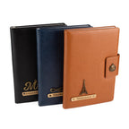 AICA Personalized Name & Charm Leather Notebook Diary -A5 Size, 200 Ruled Pages (Black)|Customized Christmas Secret Santa Daily Journal Diaries Diary Gifts for Men Women Friends Family Office Staff