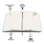 AICA Personalized Name & Charm Leather Notebook Diary -A5 Size, 180 Ruled Pages All