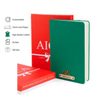 AICA Personalized Name & Charm Leather Notebook Diary -A5 Size, 180 Ruled Pages All