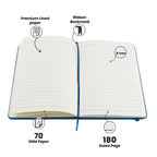 AICA Personalized Name & Charm Leather Notebook Diary -A5 Size, 180 Ruled Pages All