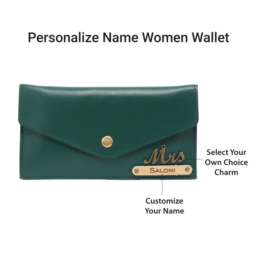AICA Personalised Name & Charm Leather Wallet Gift for Women