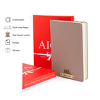 AICA Personalized Name & Charm Leather Notebook Diary -A5 Size, 180 Ruled Pages All