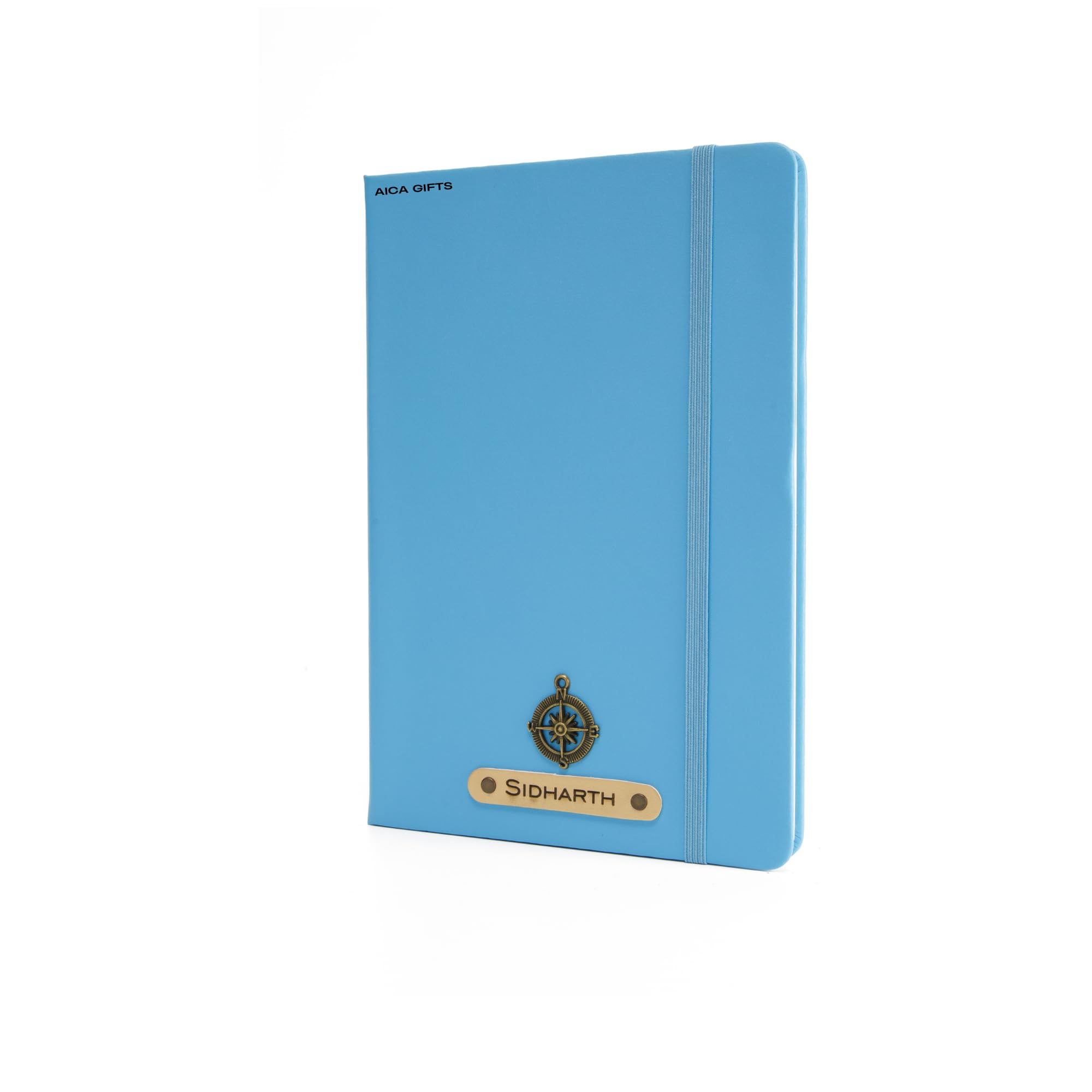AICA Personalized Name & Charm Leather Notebook Diary -A5 Size, 180 Ruled Pages All