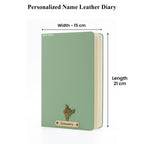 AICA Personalized Name & Charm Leather Notebook Diary -A5 Size, 180 Ruled Pages All
