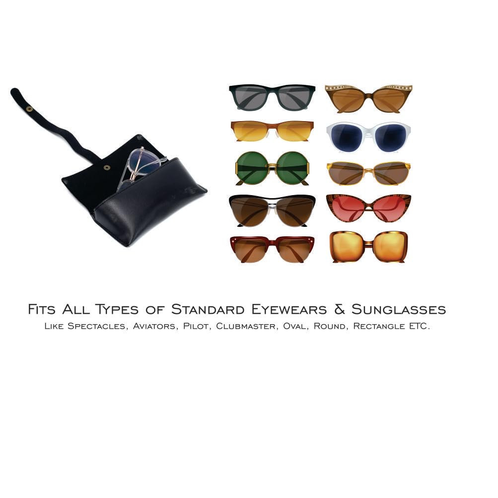AICA Personalised Name & Charm Leather Sunglass Case Cover for Men & Women (Babyblue)