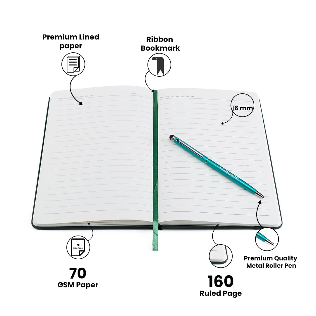 Personalized Magnetic Pen Stick Diary -A5 Size 180 Pages  (Black)