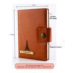AICA Personalized Name & Charm Leather Notebook Diary -A5 Size, 200 Ruled Pages (Black)|Customized Christmas Secret Santa Daily Journal Diaries Diary Gifts for Men Women Friends Family Office Staff