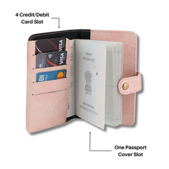 AICA Personalised Name & Charm Leather Passport Cover Holder for Men & Women (BabyPink)