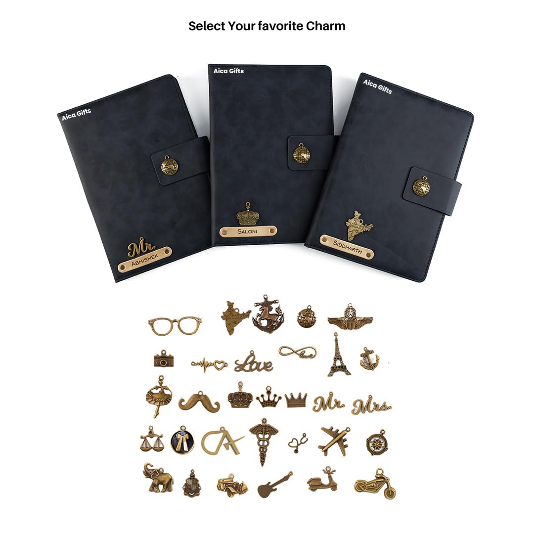 Personalized Name Leather Magnetic Diary A5 Size 200 Pages