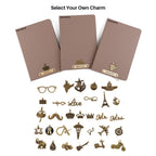 AICA Personalized Name & Charm Leather Notebook Diary -A5 Size, 180 Ruled Pages All