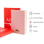 AICA Personalized Name & Charm Leather Notebook Diary -A5 Size, 180 Ruled Pages All
