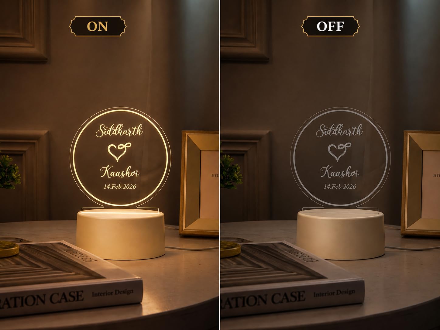 Personalized Couple Name & Date LED Night Lamp