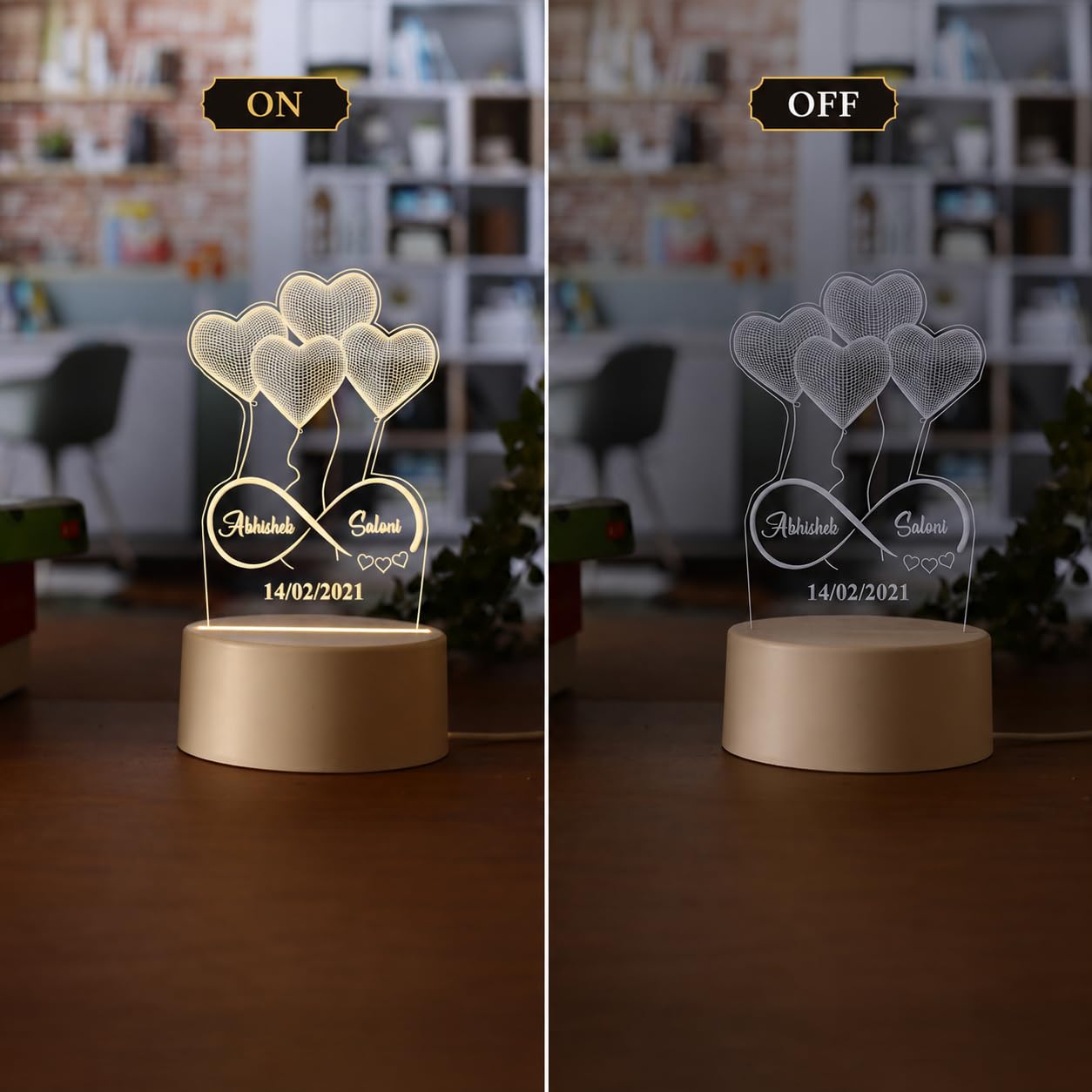 Personalized Couple Name & Date LED Night Lamp
