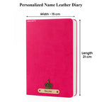 AICA Personalized Name & Charm Leather Notebook Diary -A5 Size, 180 Ruled Pages All