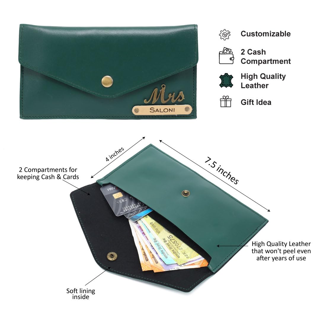 AICA Personalised Name & Charm Leather Wallet Gift for Women