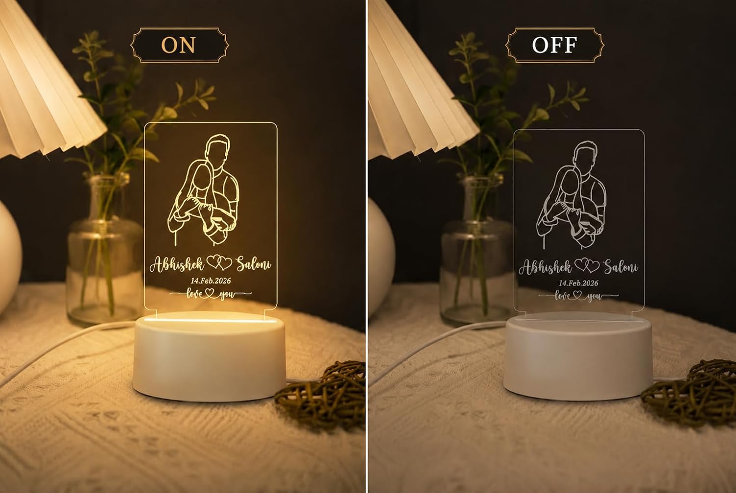 Personalized Couple Name & Date LED Night Lamp