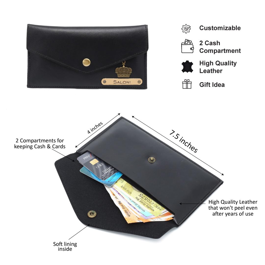 AICA Personalised Name & Charm Leather Wallet Gift for Women