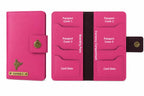 AICA Personalized Name & Charm Leather Family Passport Cover For 4 with Passport Boarding Pass Currency Card Slot & Coin Holder for Men & Women | Family Passport Cover (DARKPINK)