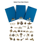 AICA Personalized Name & Charm Leather Notebook Diary -A5 Size, 180 Ruled Pages All