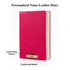 AICA Personalized Name & Charm Leather Notebook Diary -A5 Size, 180 Ruled Pages All