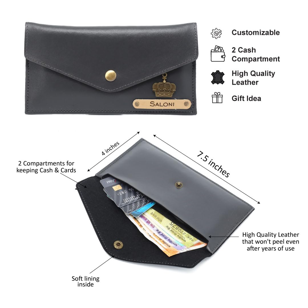 AICA Personalised Name & Charm Leather Wallet Gift for Women