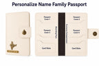 AICA Personalized Name & Charm Leather Family Passport Cover For 4 with Passport Boarding Pass Currency Card Slot & Coin Holder for Men & Women | Family Passport Cover (CREAM)