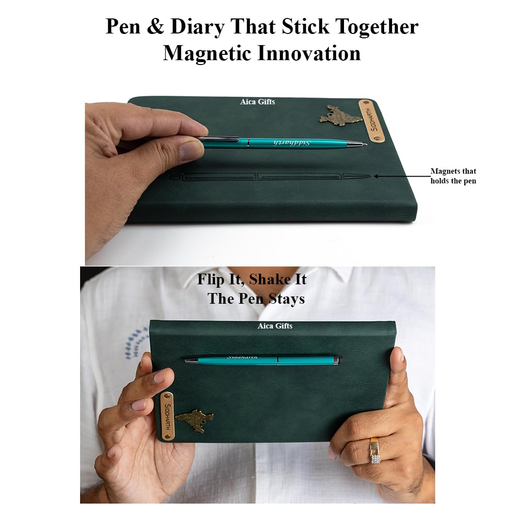 Personalized Magnetic Pen Stick Diary -A5 Size 180 Pages  (Black)