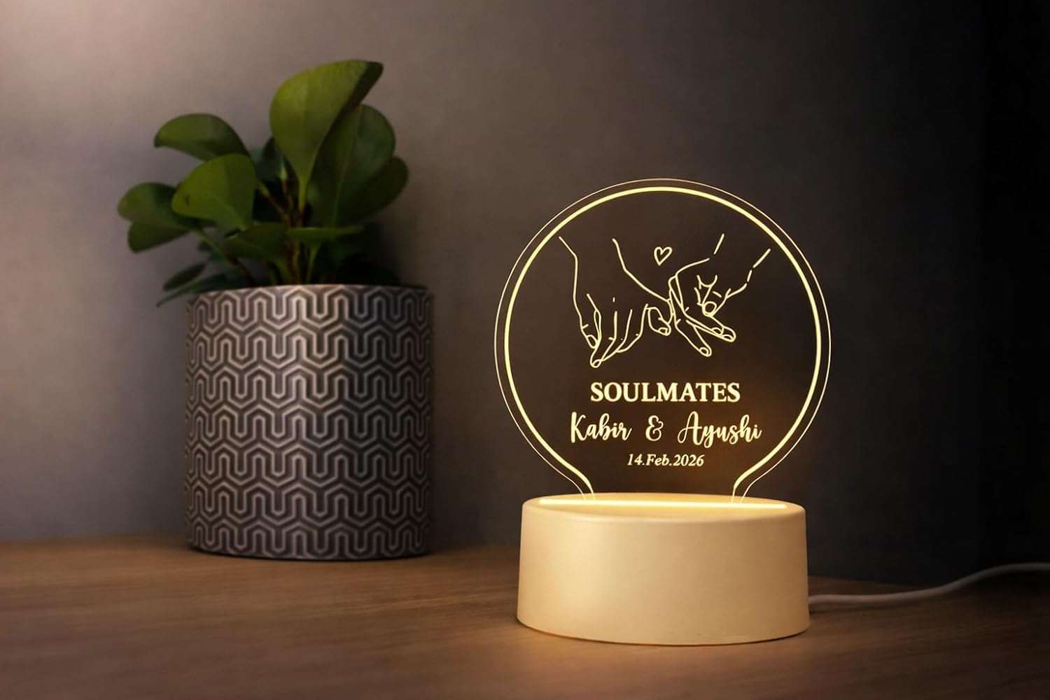 Personalized Couple Name & Date LED Night Lamp
