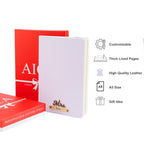 AICA Personalized Name & Charm Leather Notebook Diary -A5 Size, 180 Ruled Pages All