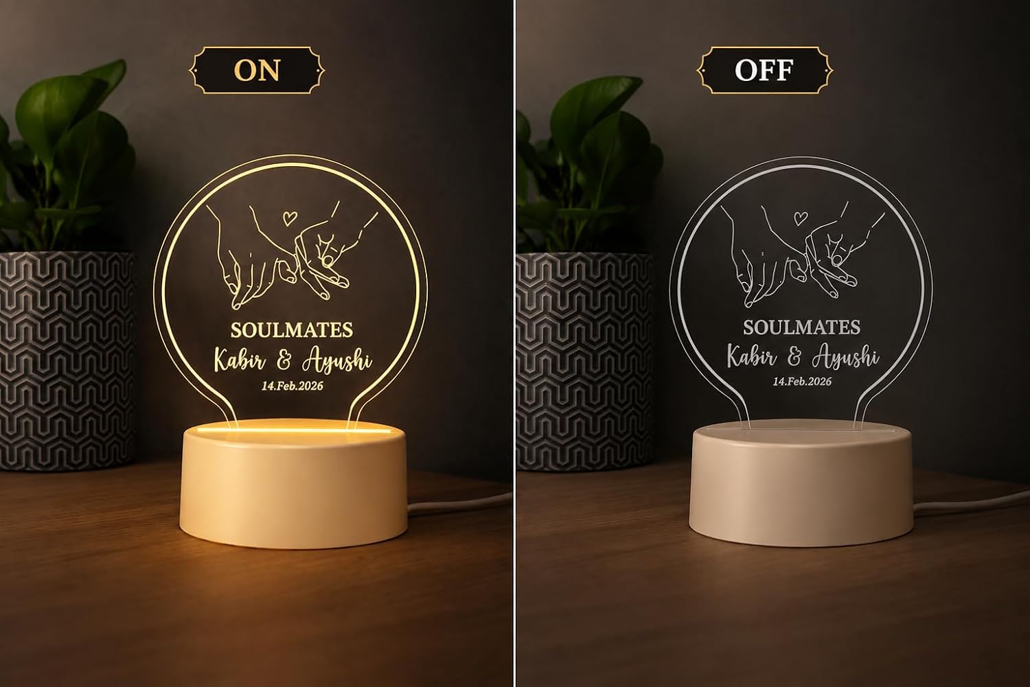 Personalized Couple Name & Date LED Night Lamp